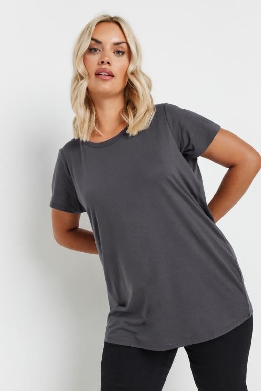  Tallas Grandes YOURS Curve Charcoal Grey Essential T-Shirt