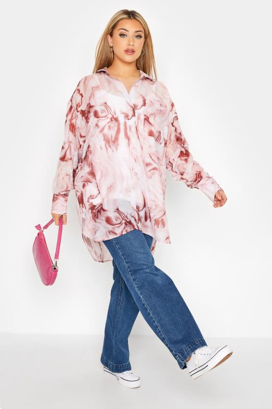 LIMITED COLLECTION Curve Pink Marble Print Oversized Shirt_B.jpg