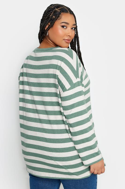 YOURS Plus Size Green Stripe Print Top | Yours Clothing 3
