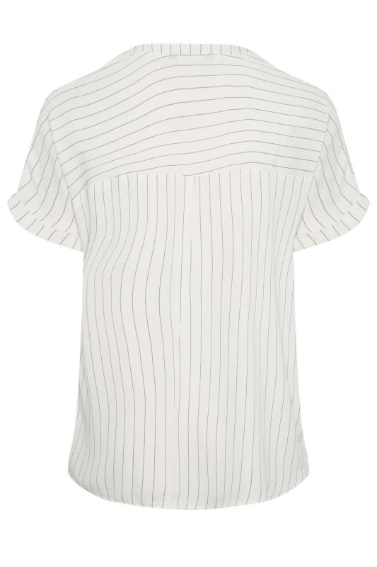YOURS Curve Plus Size White Half Placket Stripe Blouse | Yours Clothing  7
