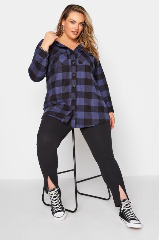 Black Check Hooded Shirt | Yours Clothing