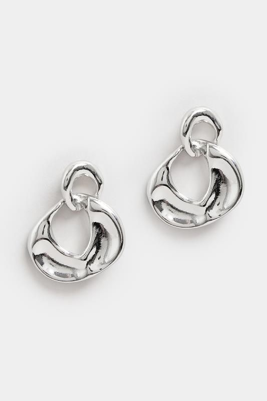 Silver Double Drop Chunky Hoop Earrings | Yours Clothing 2