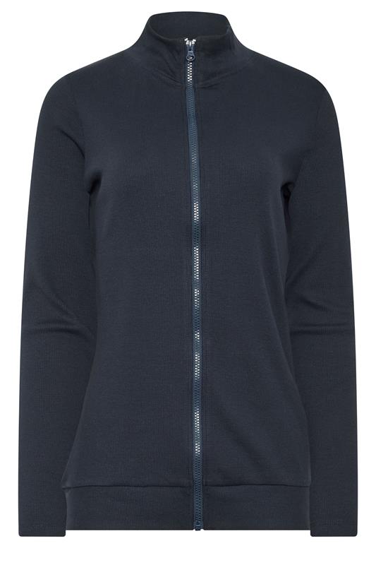 LTS Tall marineblauw geribd topje met rits 