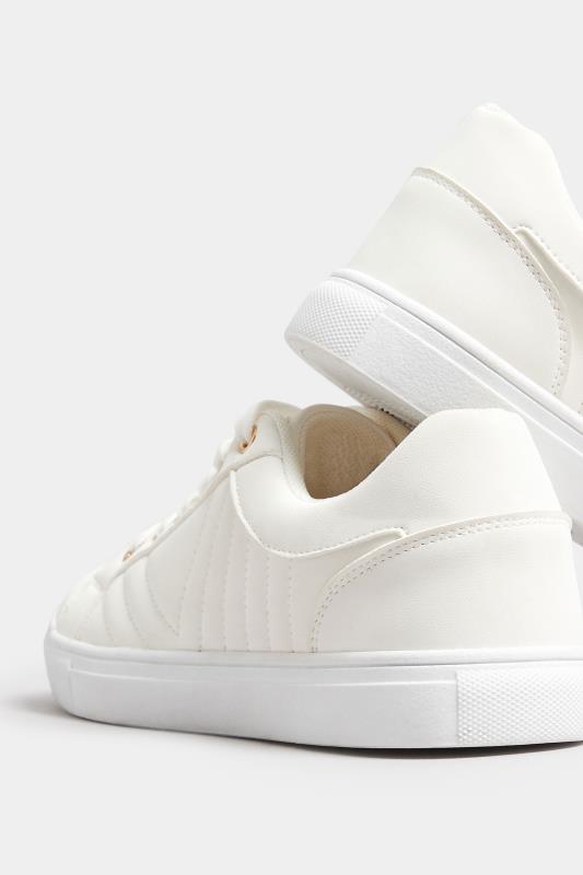 White Quilted Trainers In Extra Wide EEE Fit | Yours Clothing 4