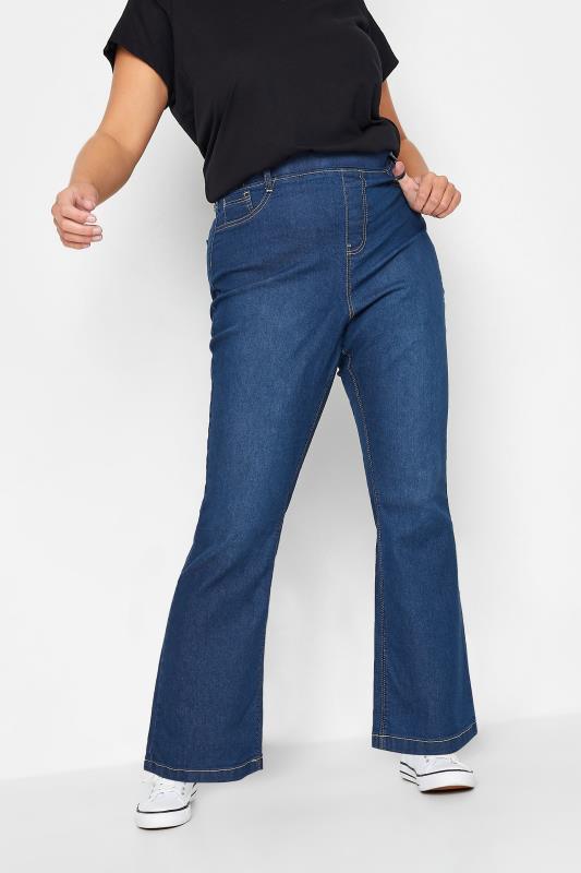 Plus Size  YOURS Curve Blue Stretch Pull-On HANNAH Bootcut Jeggings