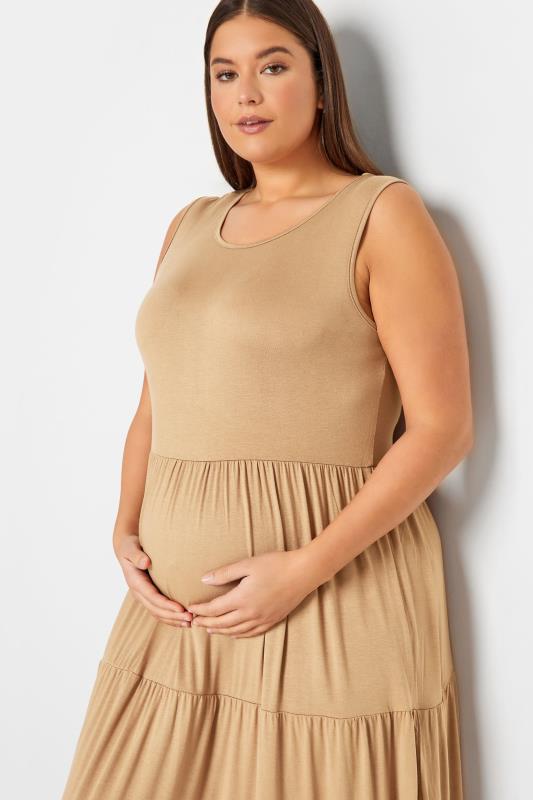 LTS Maternity Camel Brown Tiered Maxi Dress | Long Tall Sally  4