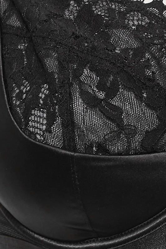 Black Boudoir Satin Lace Non-Padded Bra | Yours Clothing  3