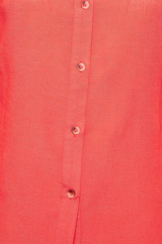 Petite Coral Orange Linen Blend Shirt  | PixieGirl 5