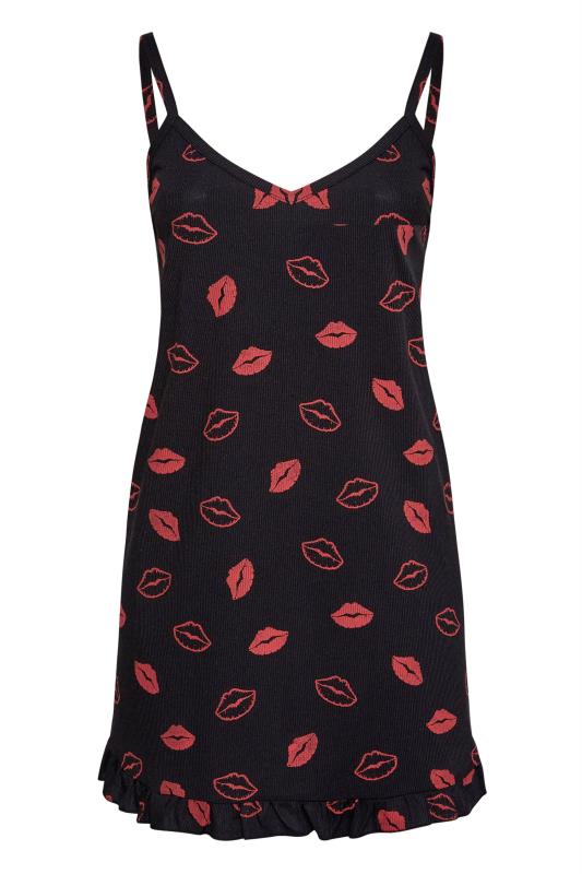 LIMITED COLLECTION Curve Black Ribbed Lips Print Nightdress_F.jpg