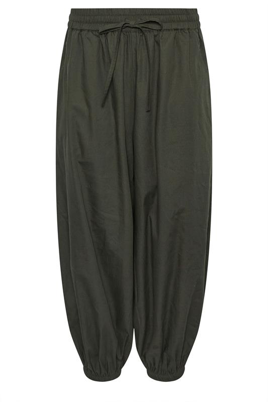 PixieGirl Petite Women's Olive Green Cotton Cuffed Balloon Trousers | PixieGirl 6