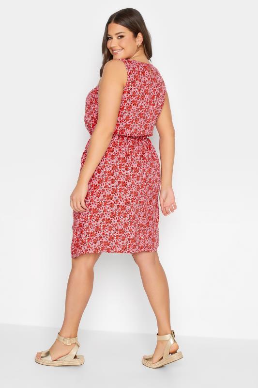 YOURS Curve Plus Size Pink Floral Ditsy Print Mini Dress | Yours Clothing  3