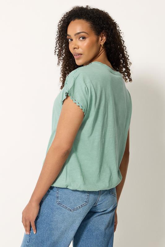 M&Co Green Scallop Trim Detail Cotton Top | M&Co 2