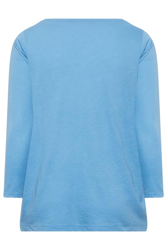 YOURS Plus Size Blue Long Sleeve V-Neck T-Shirt | Yours Clothing 7