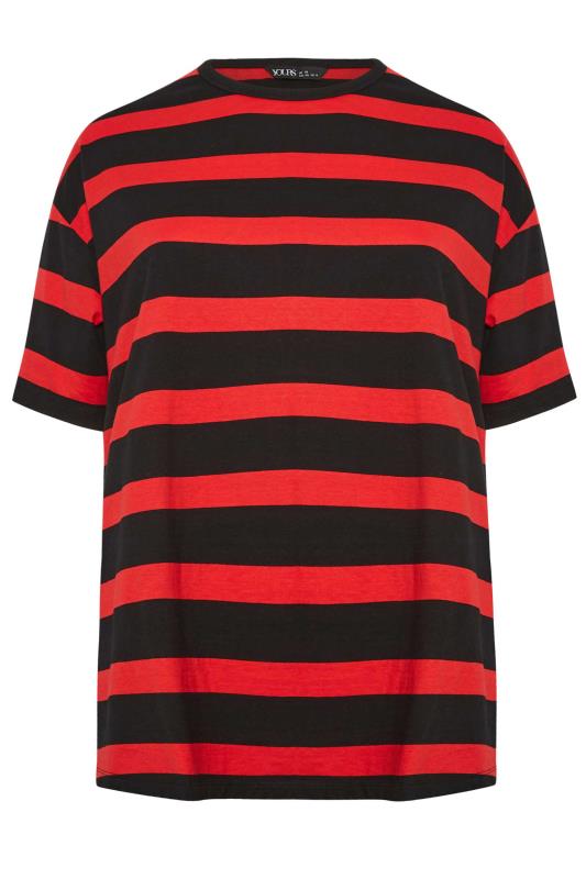 YOURS Plus Size Red Stripe Oversized T-Shirt | Yours Clothing