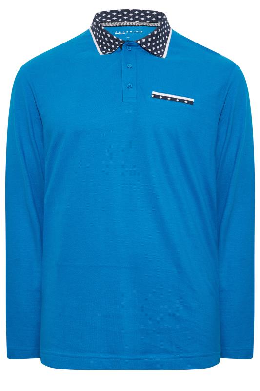 BadRhino Big & Tall Blue Dobby Collar Polo Shirt | BadRhino 3
