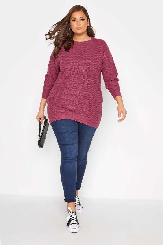 Plus Size Curve Pink Knitted Jumper | Yours Clothing 2