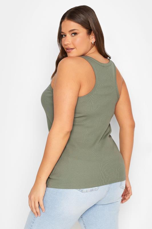YOURS Plus Size 2 PACK Green & Brown Racer Vest Tops | Yours Clothing  4