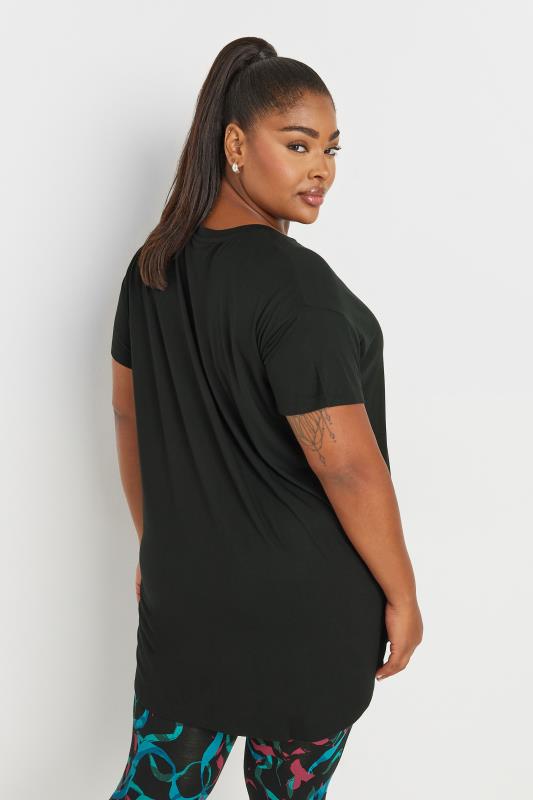 YOURS ACTIVE Plus Size Black 'Be Yourself' Slogan Print Top | Yours Clothing 4