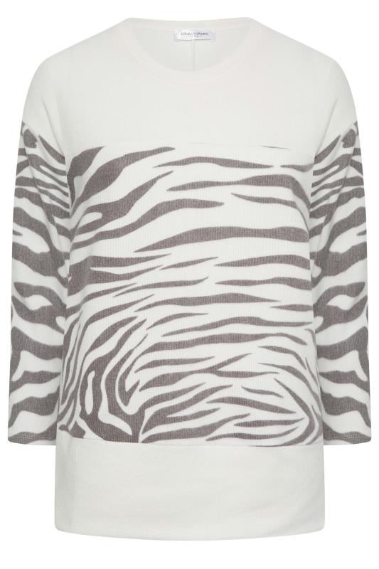YOURS LUXURY Plus Size Curve White Stripe Jumper Zebra Print Jumper | Yours Clothing  9