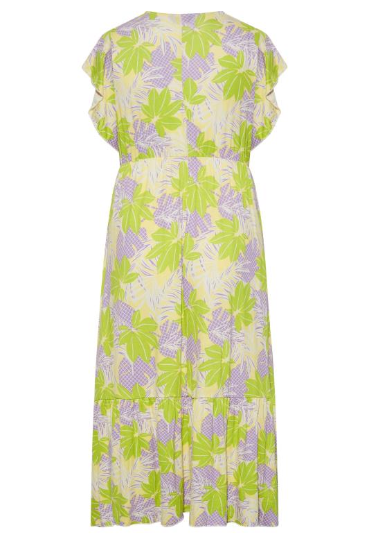 Plus Size Yellow Leaf Print Tiered Midaxi Dress | Yours Clothing 7