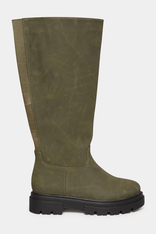 LIMITED COLLECTION Khaki Green Chunky Calf Boots In Extra Wide EEE Fit | Yours Clothing 3