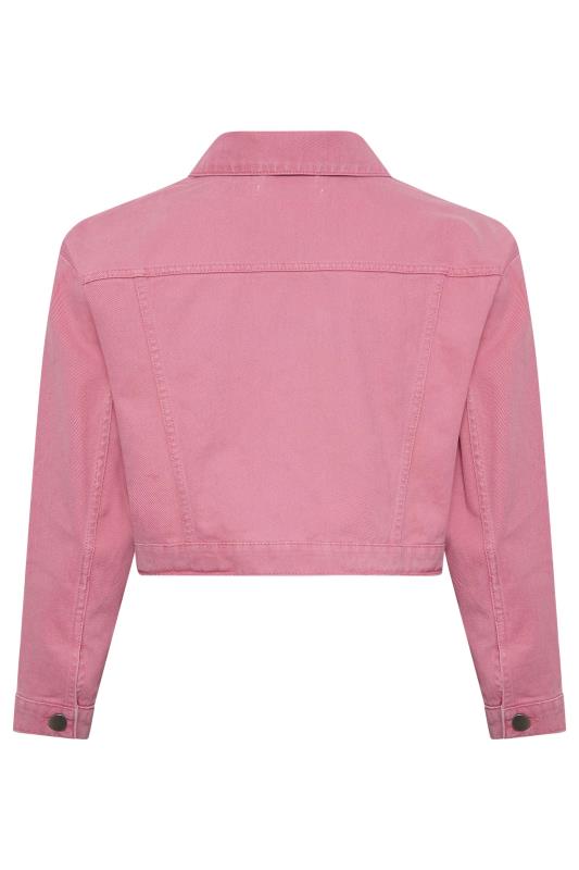 YOURS Plus Size Pink Cropped Denim Jacket | Yours Clothing 8