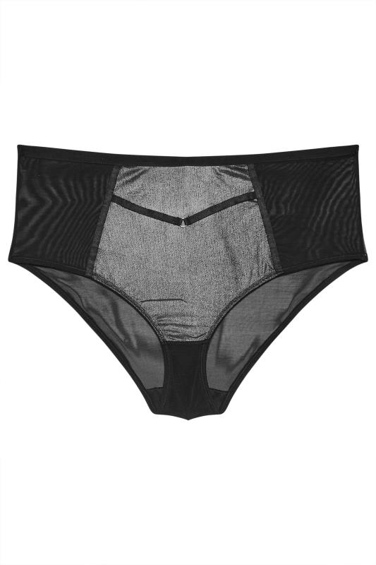 YOURS Plus Size Black Shimmer Mesh Full Briefs | Yours Clothing 5