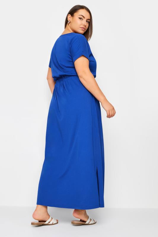 YOURS Plus Size Cobalt Blue Tie Detail Maxi Dress | Yours Clothing 3