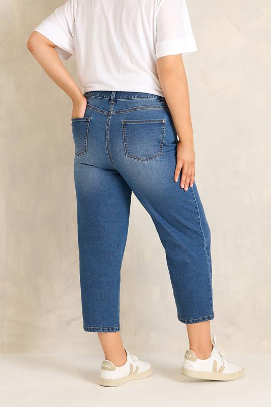 EVANS Plus Size Fit Blue Midwash Cropped Straight Leg Jeans | Evans 2