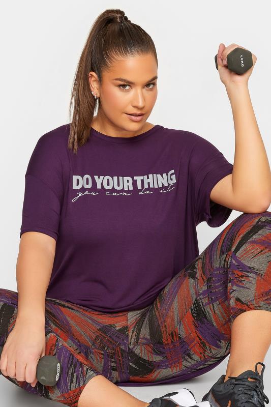 YOURS Plus Size ACTIVE Purple 'Do Your Thing' Slogan Top | Yours Clothing 7