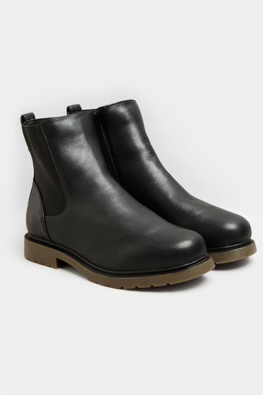 Black Vegan Faux Leather Chunky Chelsea Boots In Extra Wide Fit_A.jpg