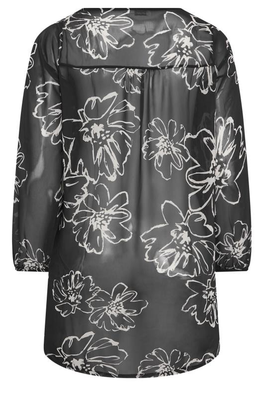 YOURS LONDON Plus Size Black Floral Print Wrap Blouse | Yours Clothing 8