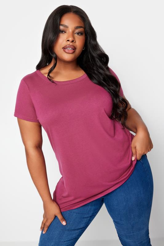 YOURS 3 PACK Plus Size Blue & Pink T-Shirts | Yours Clothing 2
