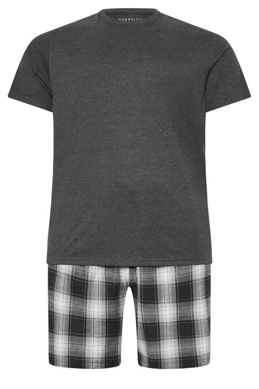 BadRhino Big & Tall Black Checked Shorts and T-Shirt Pyjama Set | BadRhino 3