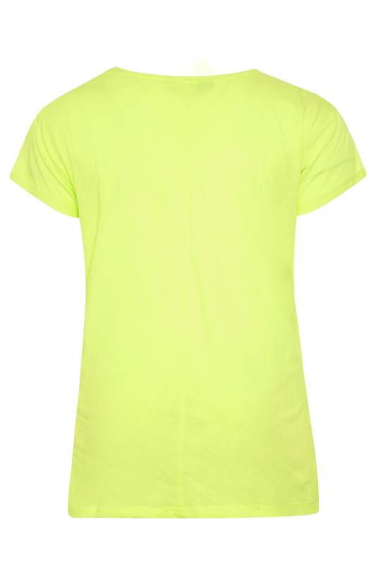 YOURS FOR GOOD Curve Neon Green Topstitch Short Sleeve T-shirt_BK.jpg