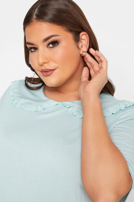 LIMITED COLLECTION Curve Mint Green Frill Collar T-Shirt_D.jpg