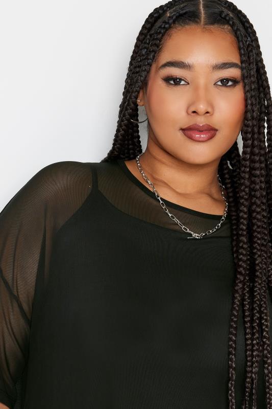 LIMITED COLLECTION Plus Size Black Oversized Mesh Top | Yours Clothing 4