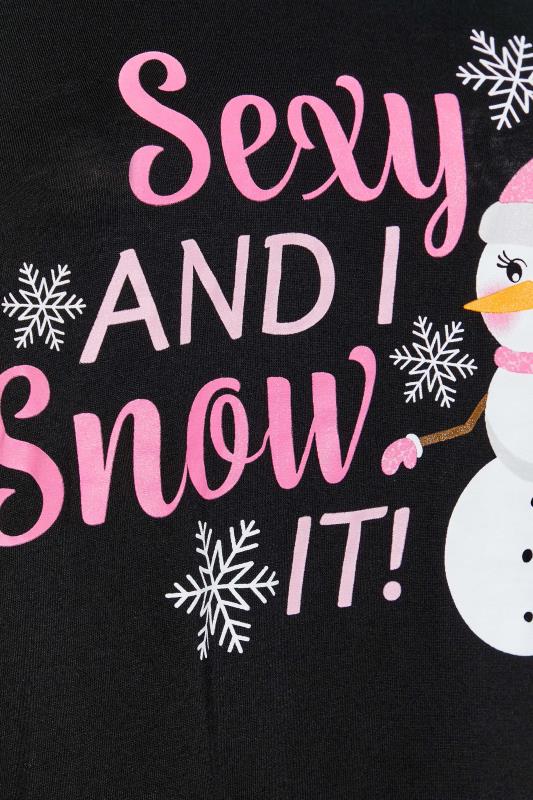 LIMITED COLLECTION Curve Black 'Sexy And I Snow It!' Slogan Christmas T-Shirt 6