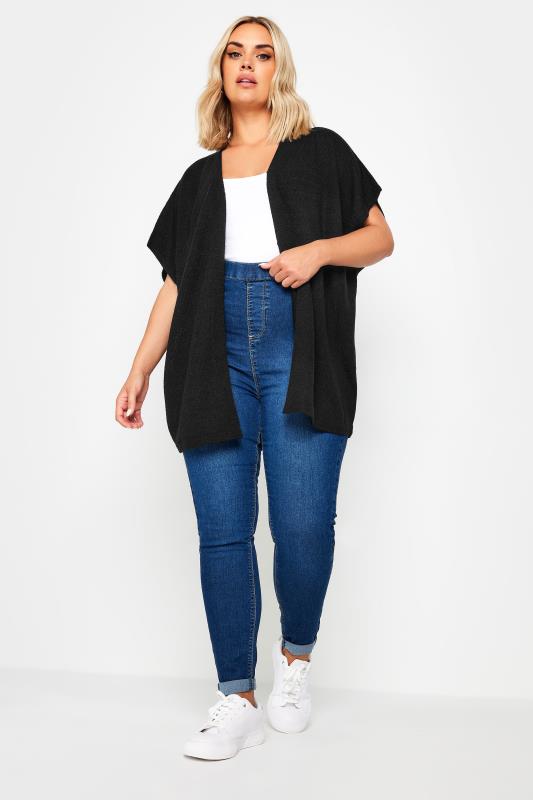 YOURS Plus Size Black Short Sleeve Cardigan | Yours Clothing 2