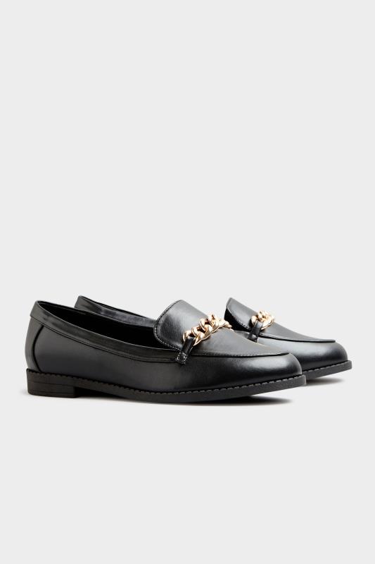  dla puszystych Black Chain Loafers In Extra Wide Fit
