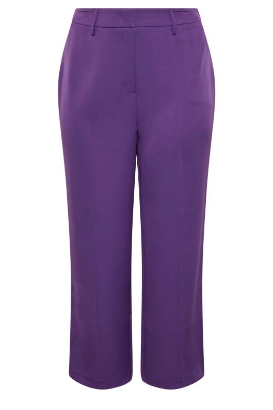 Plus Size Purple Split Hem Flared Trousers | Yours Clothing 4