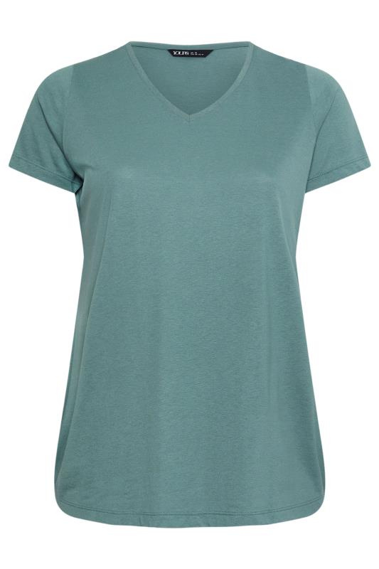 YOURS Curve Green Essential T-Shirt | Yours Clothing 5