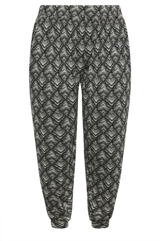 YOURS Plus Size Black Abstract Print Harem Joggers | Yours Clothing 5