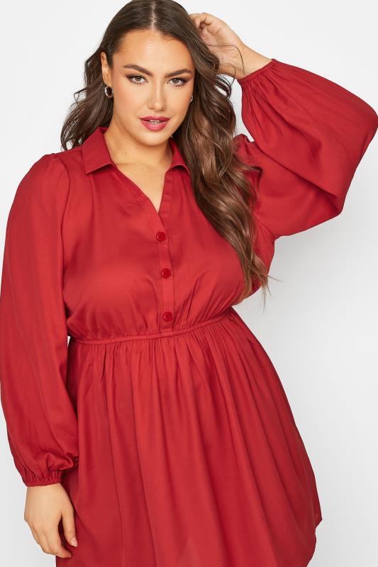 LIMITED COLLECTION Plus Size Red Peplum Rugby Shirt | Yours Clothings 4