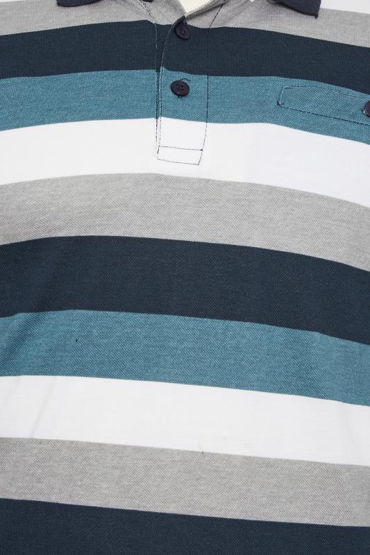 KAM Big & Tall Navy Blue Stripe Short Sleeve Polo Shirt | BadRhino  2