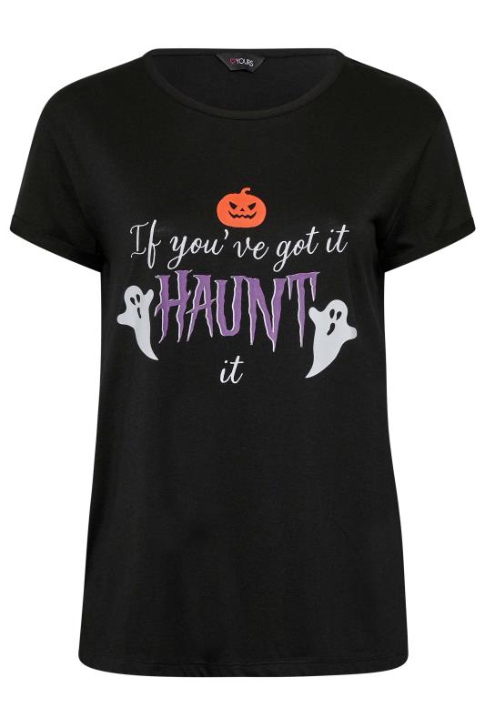 Curve Black 'Haunt it' Halloween Slogan T-Shirt 5