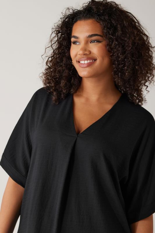 EVANS Plus Size Black Pleat Front Blouse | Evans 4