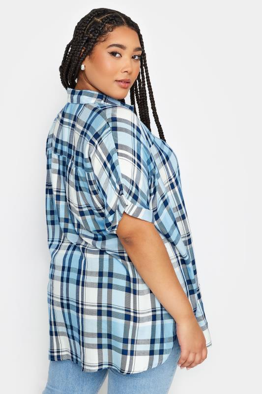 YOURS Plus Size Blue Check Print Shirt | Yours Clothing 5