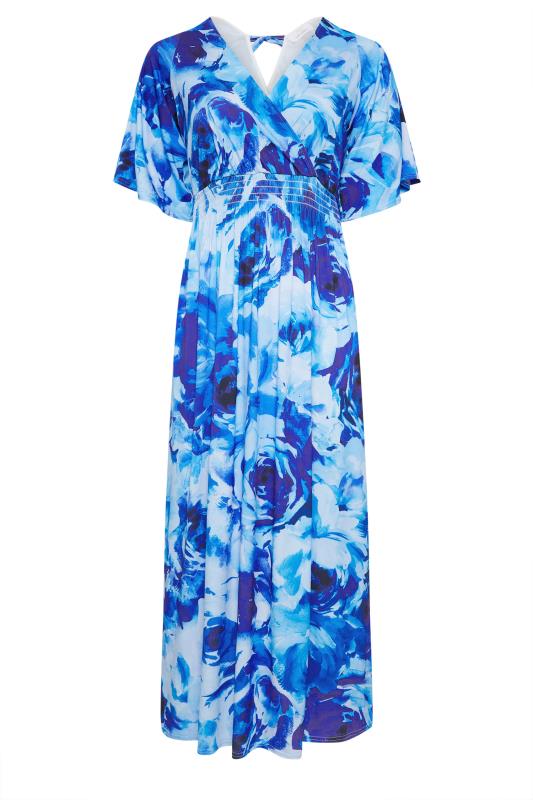YOURS LONDON Plus Size Blue Floral Angel Sleeve Maxi Dress | Yours Clothing 5