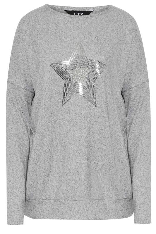 LTS Tall Grey Star Print Sequin Top 6
